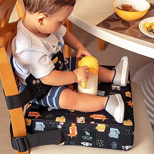 Kit Assento de Alimentação Almofada de Elevação Com Cinto Para Bebes e Crianças Tema Pets Alce