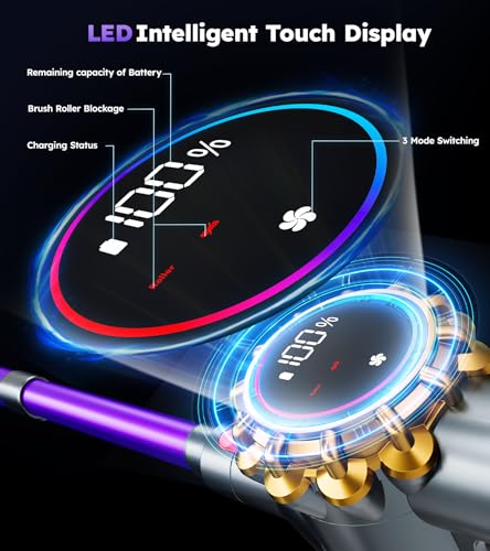 Image of Cordless Vacuum Cleaner,Upgraded 550W 45KPA 60Mins Vacuum Cleaners for Home,Self-Standing Stick Vacuum with LED Display, Anti-Tangle,8 in 1 Lightweight Vacuum Cordless for Pet Hair Carpet Hard Floors