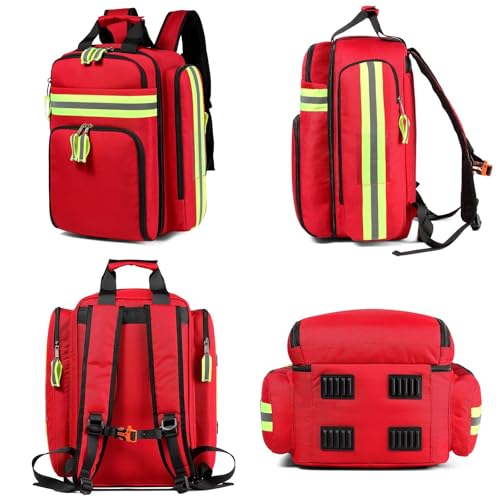 Image of Gatycallaty First Aid Backpack - Medical Evacuation Bag - Red Emergency Lifeguard Bag for Ems Emt First Responder Trauma (Red, Pack of 2)