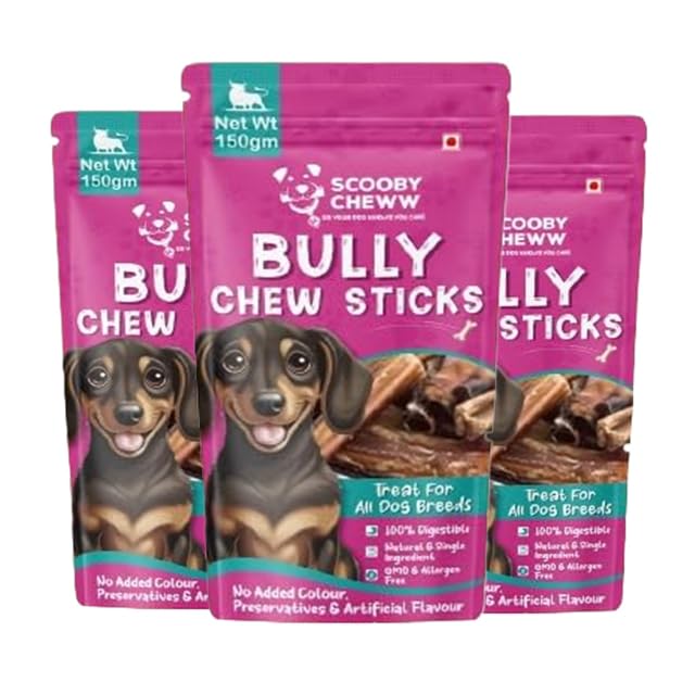 Scooby Cheww 6" Bully Chew Sticks Dog Treats 80% Protein Rich Long Lasting Bull Pizzle Treats for All Sized Dogs (6 Inch Sticks) Dogs (Pack of 3) (B0DHDC1H3G) Amazon Price History, Amazon Price Tracker
