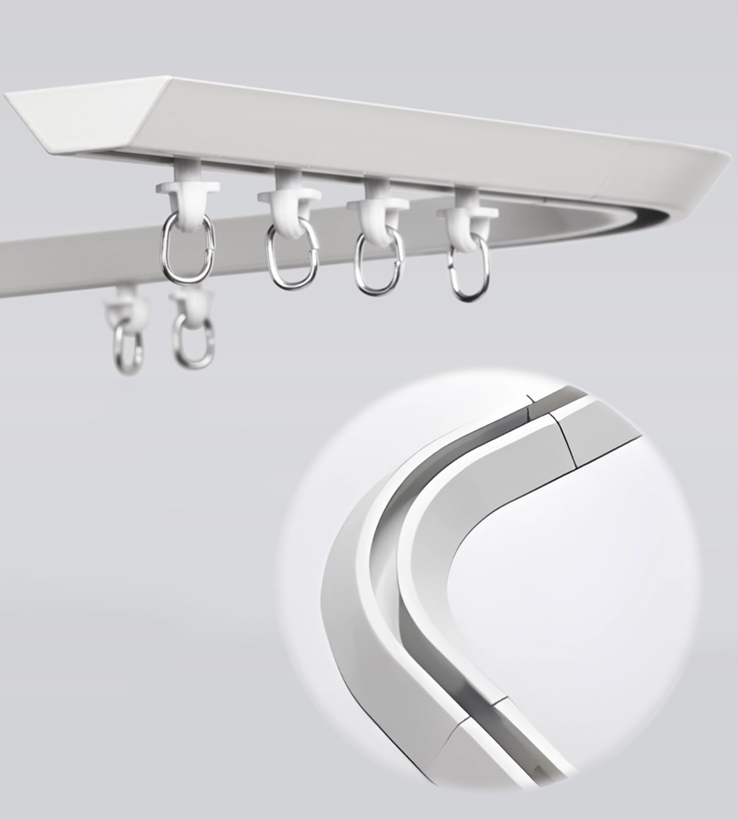 GJMSSMY Ceiling Curtain Rod - V-Shaped Room Divider Track 90° Foldable Ideal for Curtains - Home Decoration & Privacy Solution