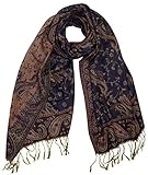 Peach Couture Elegant Double Layer Reversible Paisley Pashmina Shawl Wrap Navy Scarf