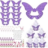 SiliFine 25 Sets Purple Butterfly Bottle Opener Baby Shower Wedding Party Favor for Guests Bottle Opener Return Gift with Thank You Card Organza Bag for Butterfly Theme Bridal Shower Party Souvenirs