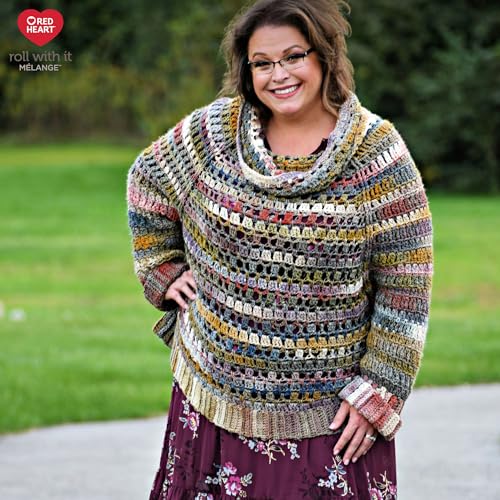 Red Heart Roll with It Melange Autograph Yarn - 3 Pack of 150g/5.3oz - Acrylic - 4 Medium (Worsted) - 389 Yards - Knitting/Crochet