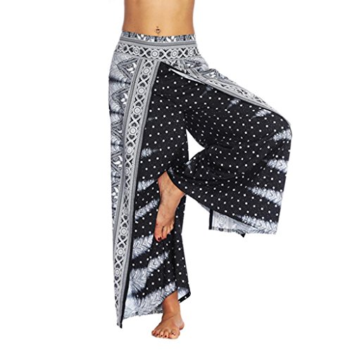 SOMESUN Pantaloni Larghi di Yoga Allentati Estate delle Donne Pantaloni della Tuta Aladdin dei Boho Casual Stampa Tailandia Indiani Digitale Boemia Taglie Forti Eleganti Leggeri Corti (Nero, M)