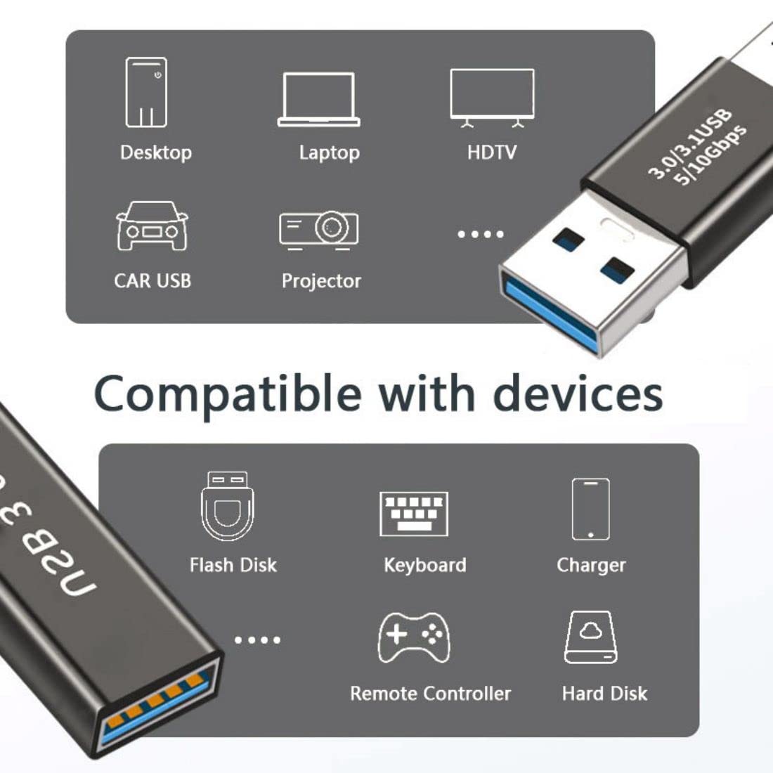 chenyang CY USB C naar USB adapter, USB 3.1 type C bus naar USB 3.0 type A stekker data OTG voeding U-vorm schuin
