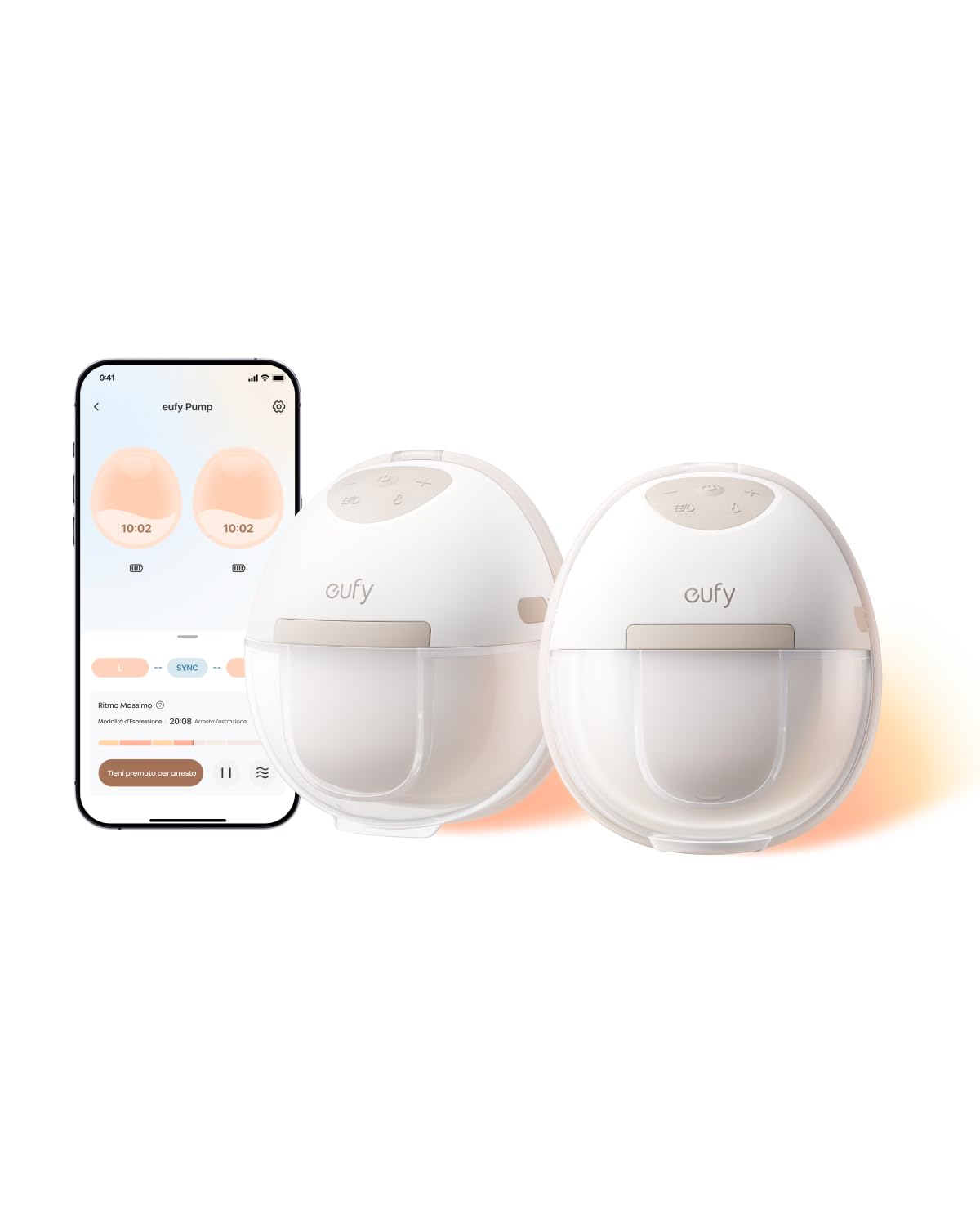 Tiralatte Indossabile Riscaldato eufy E20, 3 livelli di calore HeatFlow™, design a mani libere e aspirazione professionale, Controllo via app, anti-​perdite, silenzioso e sottile per uso con reggiseno