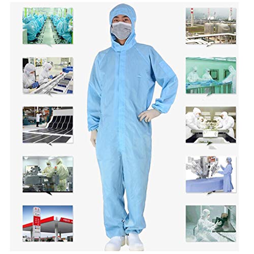Gecau Disposable Waterproof Protective Coverall Suit with Long Zipper Front, Coverall Chemical Hazmat Isolation Suit Disposable Protective Clothing (M, Blue) - Thumbnail 4