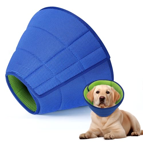 Soft Dog Cone Collar Alternative - Adjustable Comfy Cones for Large/Medium/Small Dogs to Stop Licking After Surgery, Comfortable Fabric Elizabethan Collars, Head Cone of Shame for Neuter Recovery - M
