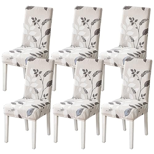 HZDHCLH Chair Covers Set of 4/6 Stretch Modern Chair Slipcovers for Dining Room Kitchen Wedding Party Washable Chair Protector(leaf,6pcs)