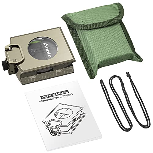 Anbte Military Compass With Carry Bag Inclinometer Multifunctional Sighting Compass Waterproof Survival Compass High Accuracy For Navigation Camping Hiking Backpacking Outdoor Activities(Bronze) #TOP6