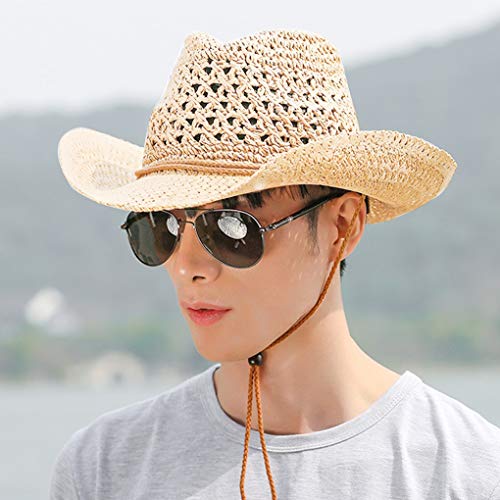 Sombrero de paja para mujer y hombre, estilo cowboy miniatura 2