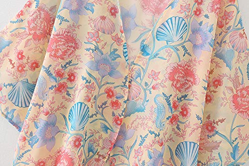 Image of CASURESS Women's Cardigan-Sheer Kimono Loose Summer Floral Print Cover Ups