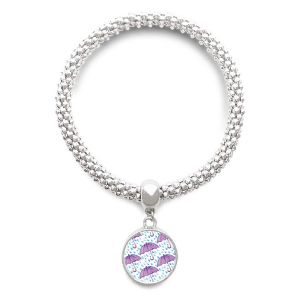 DIYthinker Purple Watercolor Umbrella Rain Sliver Bracelet Pendant Jewelry Chain Adjustable Bangle