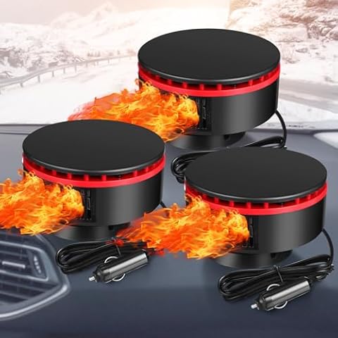 Tuanse 3 Pcs 12V Portable Heater for Car 150W Portable Windscreen Defogger Defroster Fast Heating Auto Vehicle Heater and Cooling Fan Plug in Cigarette Lighter Rapid for Winter Vehicle SUV RV Cover