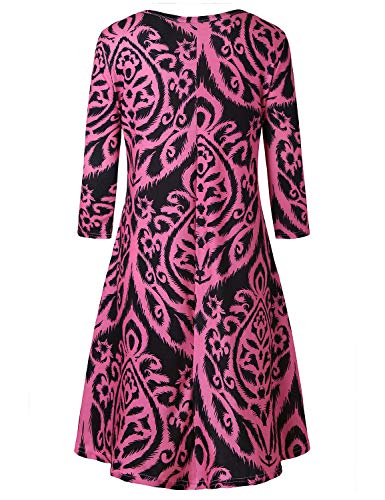 Image of Tanst Sky Womens Casual Round Neck Plus Size Floral Tunic Shirt Dress with Pockets