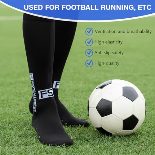 Image of PROBEROS Football Socks Non-Slip Rubber Grip Professional Football Stockings, Over Calf Silicone Grip Socks, Sport Athletic Socks for Football, Rugby, Hockey & Training
