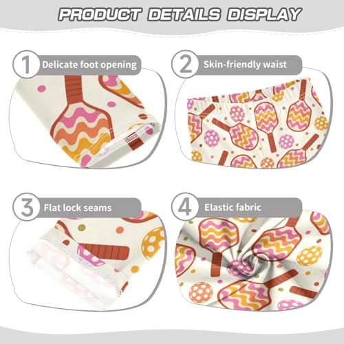 Elegant Pickleball Paddle Girls Leggings,Workout Leggings for Girls Toddler Athletic Leggings Size for 3-10T3