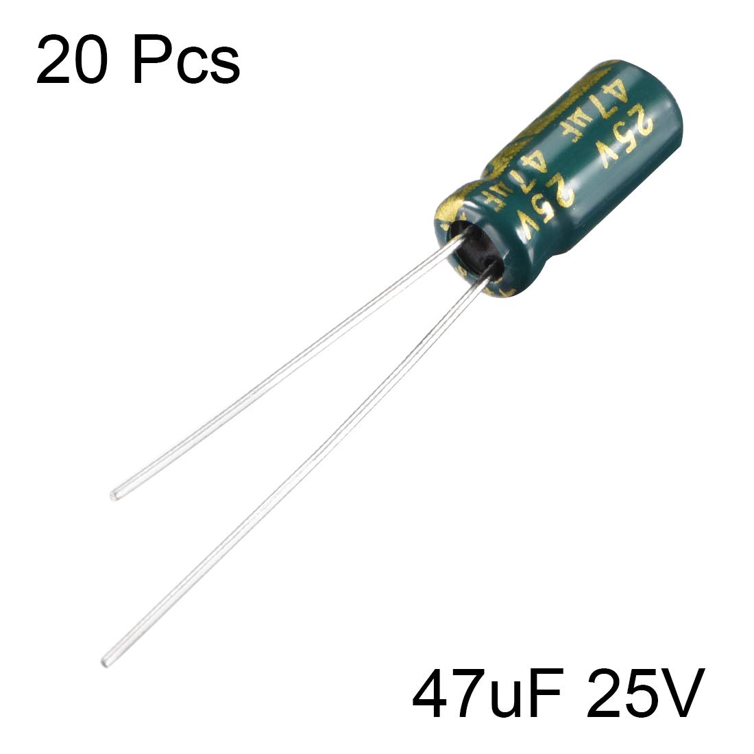 uxcell Aluminum Radial Electrolytic Capacitor Low ESR 47uF 25V 105 Celsius 3000H Life 5x11mm High Ripple Current Low Impedance 20pcs Green