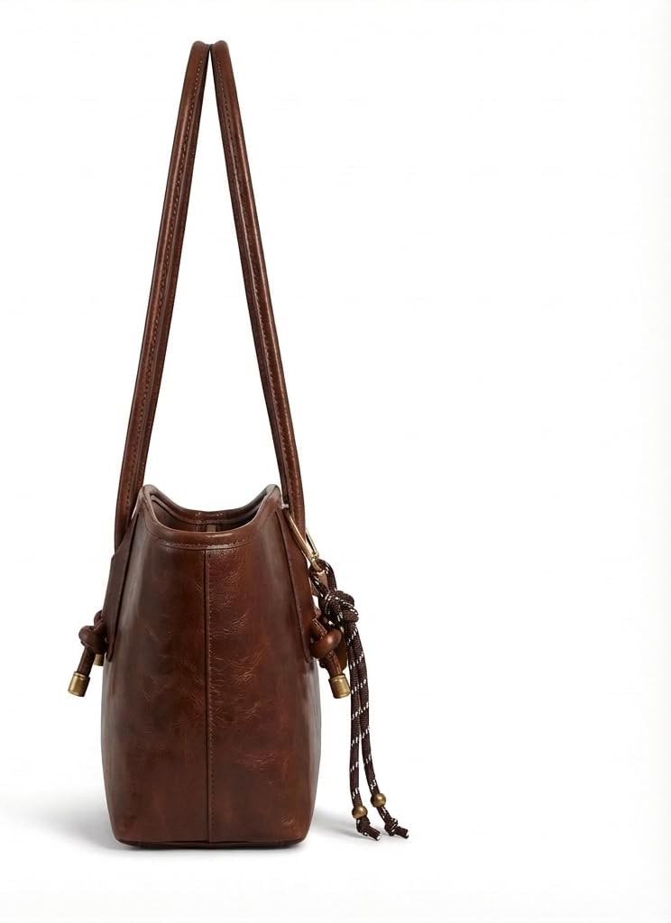 Vintage Shoulder Bag for Women,Trendy Y2K Slouchy Tote Bags Hobo Purse Bowler Bag Small Brown Fall Purse for 2025