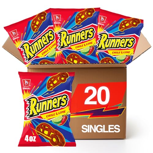 Barcel Runners 20 ct, 4 oz Snack Size Case, Chili Pepper & Lime Flavored Spicy Corn Snacks