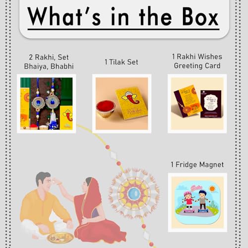 Image of CraftVatika Magnet with Rakhi Gift for Brother Bhabhi, Rakhi Gift Combo for Bhaiya Bhabhi Couple Rakhi for Bhai Bhabhi Rakhi with Magnet, Fridge Magnet for Fridge Door Decor