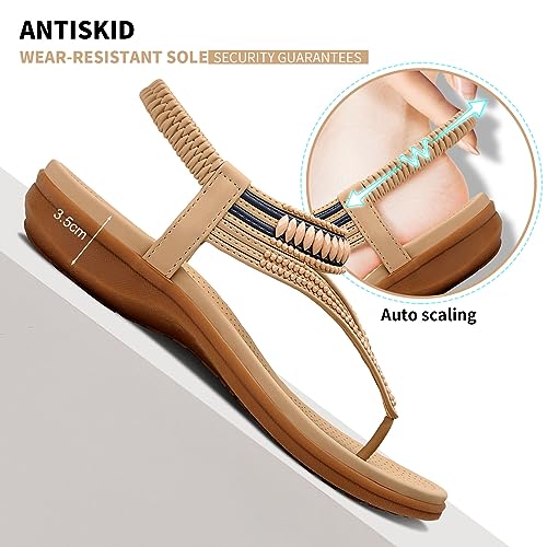 Image of Littleplum Womens Sandals Comfort Arch Support Sandals Summer Walking Shoes Casual Ankle Elastic Flip Flops Shoes