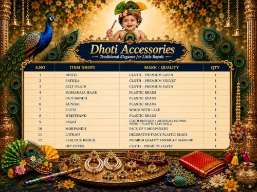 Image of BLU VAPOUR Krishna dress for Kids, krishna dress for baby boy, kanha dress for kids, krishna costume for baby boy,krishna costume for Janmashtami,3month to 7 years, Blue, Red & Yellow