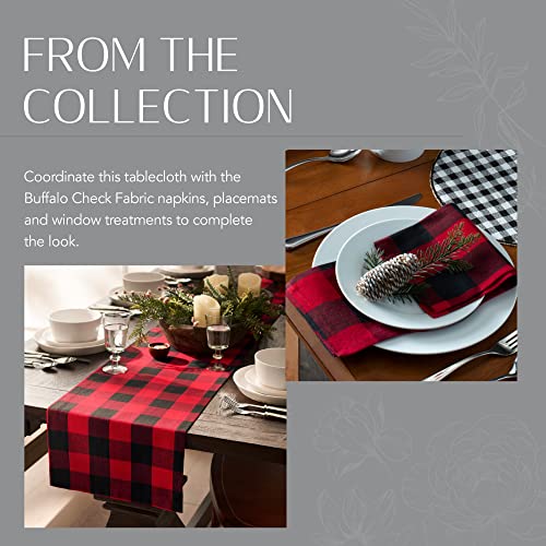 Elrene Home Fashions Farmhouse Living Holiday Buffalo Check Tablecloth, 60" X 102", Red/Black #TOP4
