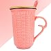 Urhome Taza Cerámica, Motivo Tejido con Tapa Madera y Cuchara Ideal Invierno/Navideña...