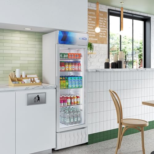 Image of KoolMore KM-MDR-9CPWH 22 in. One-Door Commercial Merchandiser Refrigerator in White, 9 cu. ft. ETL Listed for Safety and Sanitation