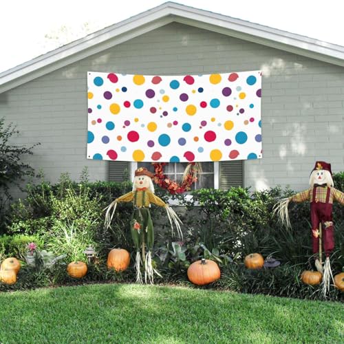 MINDBBDFJ Beautiful Polka Dot Print Banners And Signs For Outdoor/Indoor,Personalized Banner Customizable Parties Halloween Banner (180x90cm)3
