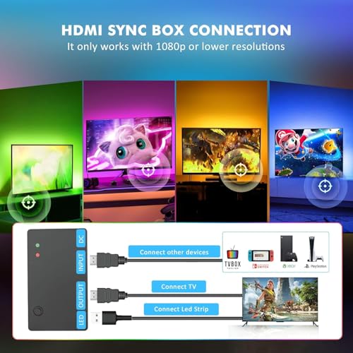 Image of Nexillumi HDMI LED Lights for TV, 32.8ft TV LED Backlight for 70-100 Inch, RGB LED Strip Lights Behind TV, APP Remote Control Music Sync TV Led Lights for Bedroom