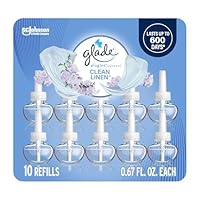 Glade PlugIns Refills Air Freshener, Scented and Essential Oils for Home and Bathroom, Clean Linen, 6.7 Fl Oz, 10 Count (Packaging May Vary)