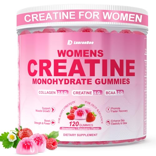 Creatine for Women, Creatine Monohydrate Gummies with Collagen, BCAA, L-Carnitine & Taurine,...