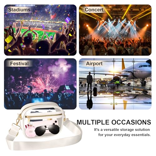 Image of Fibrdoo Clear Bag Stadium Approved, Leather Clear Crossbody Purse Bag for Concerts Sports Events Festivals