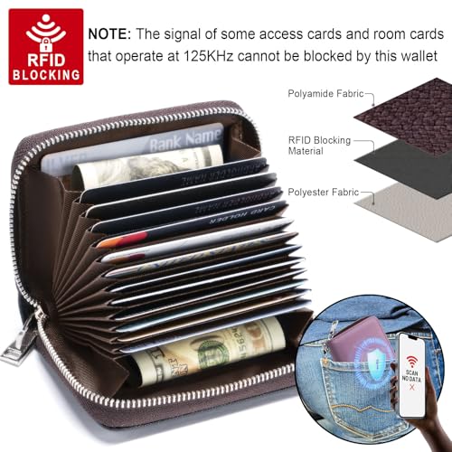 Image of Mayski Credit Card Holder, Zipper Credit Card Wallet for Women, Small Accordion Card Cases Holder, KeyChain Wallet, Business Card Holder, Purple