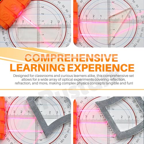 Rustark 1 Set Physik Optisches Experiment Kit Prisma Linse Optische Reflektor Brechungsoptik DREI Lichtquelle Teaching Demonstration Ausrüstung Optische Physik Kit für Lehrer Student Bildung