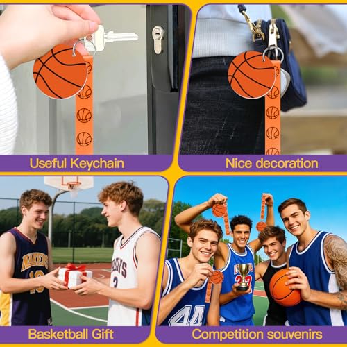 Eyourlife 12Pcs Basketball Ribbon Keychain, 5.5 in Basketball Wristlet Lanyard keychain With 2.75 in PVC DIY Name Id Basketball Card For Boys Girls Basketball Sports Eenthusiast Game Day Team Gift by Eyourlife - Image 5