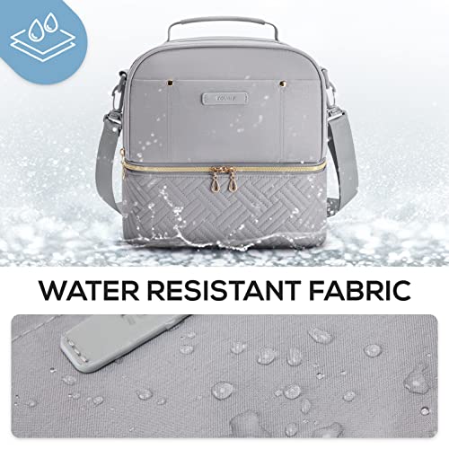 Tourit Lunch Bag Women Double Deck Lunch Box Insulated Lunch Cooler For Women Men Work, Gray #TOP5