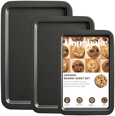 HONGBAKE Ceramic Baking Sheet Pan Set, Cookie Sheet for Oven, Bak...