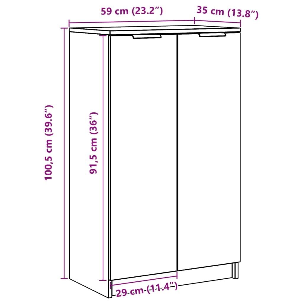 vidaXL Mueble Zapatero Armario Estantería Pasillo con Puertas Organizador Pared Adornos Jarrones Decoración de Madera Contrachapada Blanco