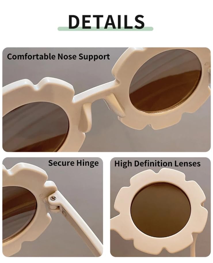 LADYGG 16 Pcs DIY Round Flower Sunglasses Baby Cute bear Colorful Eyewear with Five packs of randomized cute pattern patches for DIY3