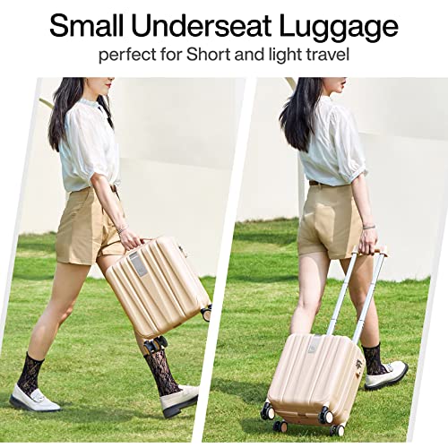 Image of Hanke 14 Inch Underseat Carry On Luggage with Wheels Hard Shell Suitcases Carry On Bag Lightweight Small Mini Suitcase Travel Luggage for Travel Christmas Gifts for Birthday（Cuba Sand）