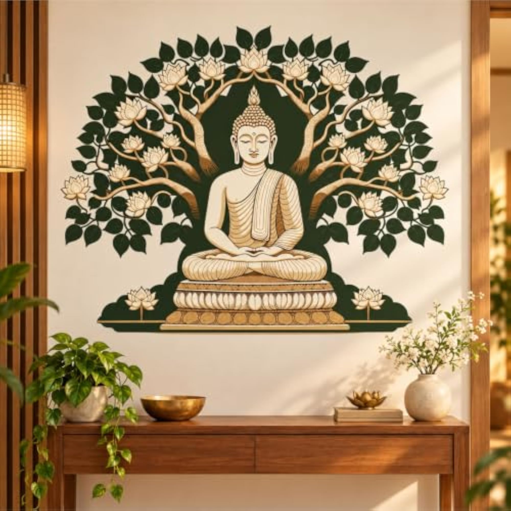 Buddha Under Bodhi Tree Wall Sticker, Spiritual Decor