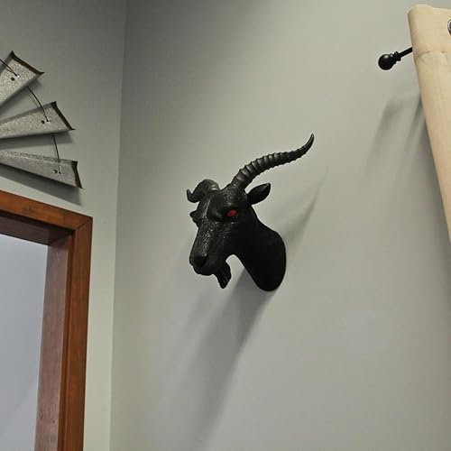 Miniatura 5 de Zeckos Escultura de pared de resina de busto de cabeza de cabra Baphomet con acabado negro de 11.5 pulgadas: una decoración gótica y pieza de arte