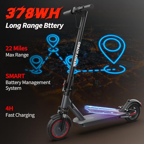 Image of WERHY Foldable Electric Scooter, 500W /350W Motor, Max 25 /22 /16 /Miles Long Range, 22 /19 MPH Max Speed, 10 inch /8.5 inch Solid Tire, Lightweight E-Scooter with Dual Braking, Digital Display