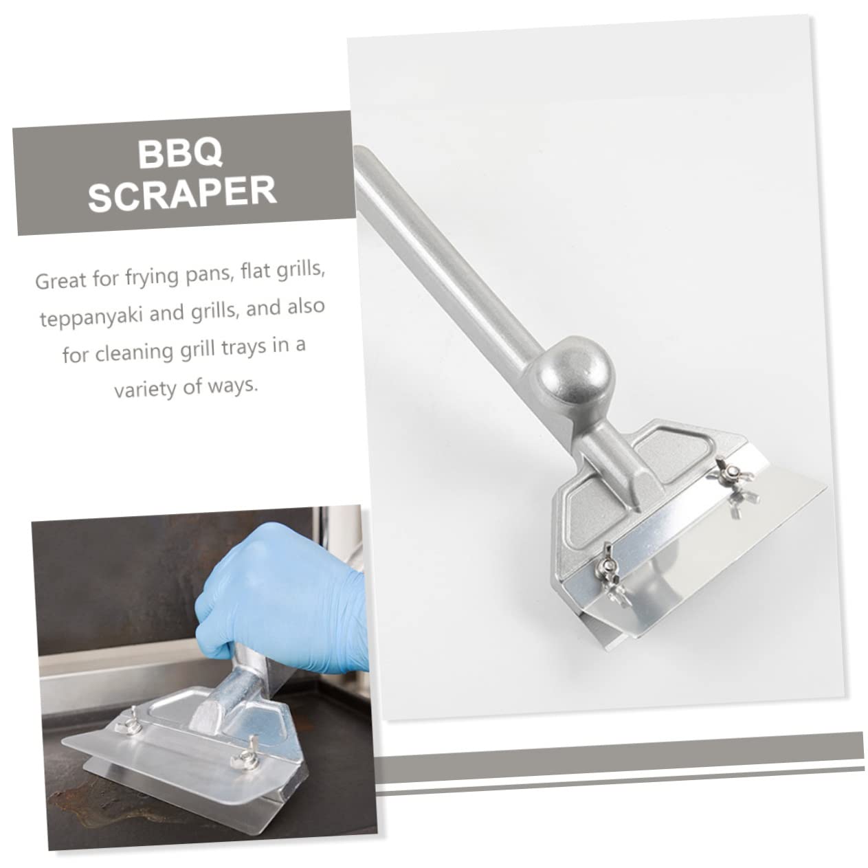 Toyvian Grattoir à Barbecue en Acier Inoxydable Robuste Poignée Extra Longue Ergonomique pour Nettoyage de Grille de Cuisson en Extérieur – Outil Multi-Usage Antiadhésif Sécurisé