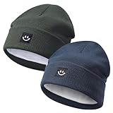 MaxNova 2 Pack Baby Beanie Fleece Lined Knit Toddler Hat for Girls Boys 0-8 Years