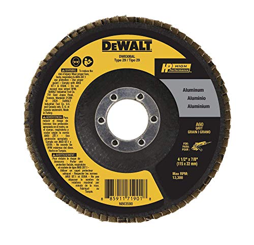 DEWALT Flap Disc, Aluminum, 4.5-Inch X 7/8-Inch, 60 GRIT (DW8308AL)